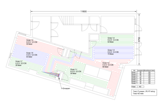 Vloerverwarming legplan - afb. 2